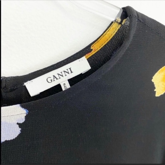 Ganni Dainty Ruffle Floral Printed Georgette Dress - Picture 3 of 6